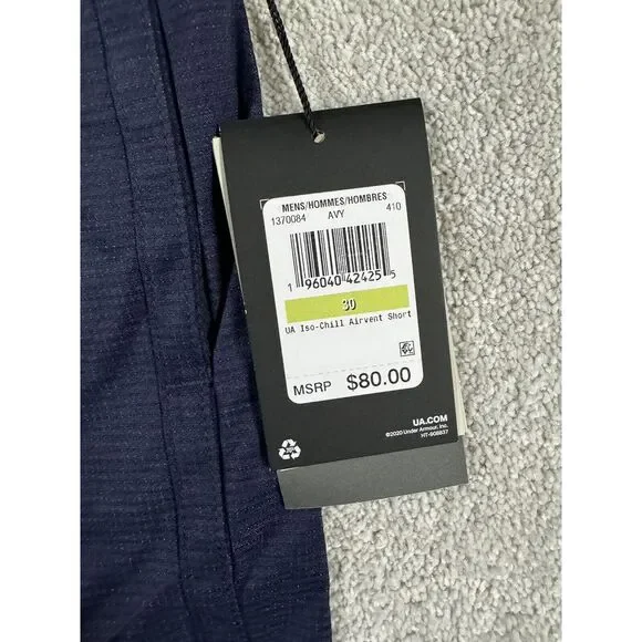 Under Armour Iso-Chill Golf Shorts 1370083 Men's 9" Inseam Navy 30" - Picture 3 of 9